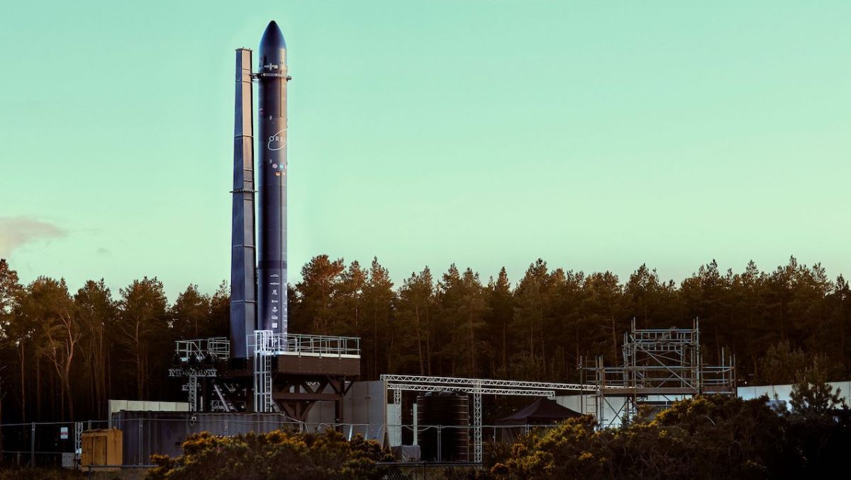 Orbex Prime rocket at Kinloss test stand.